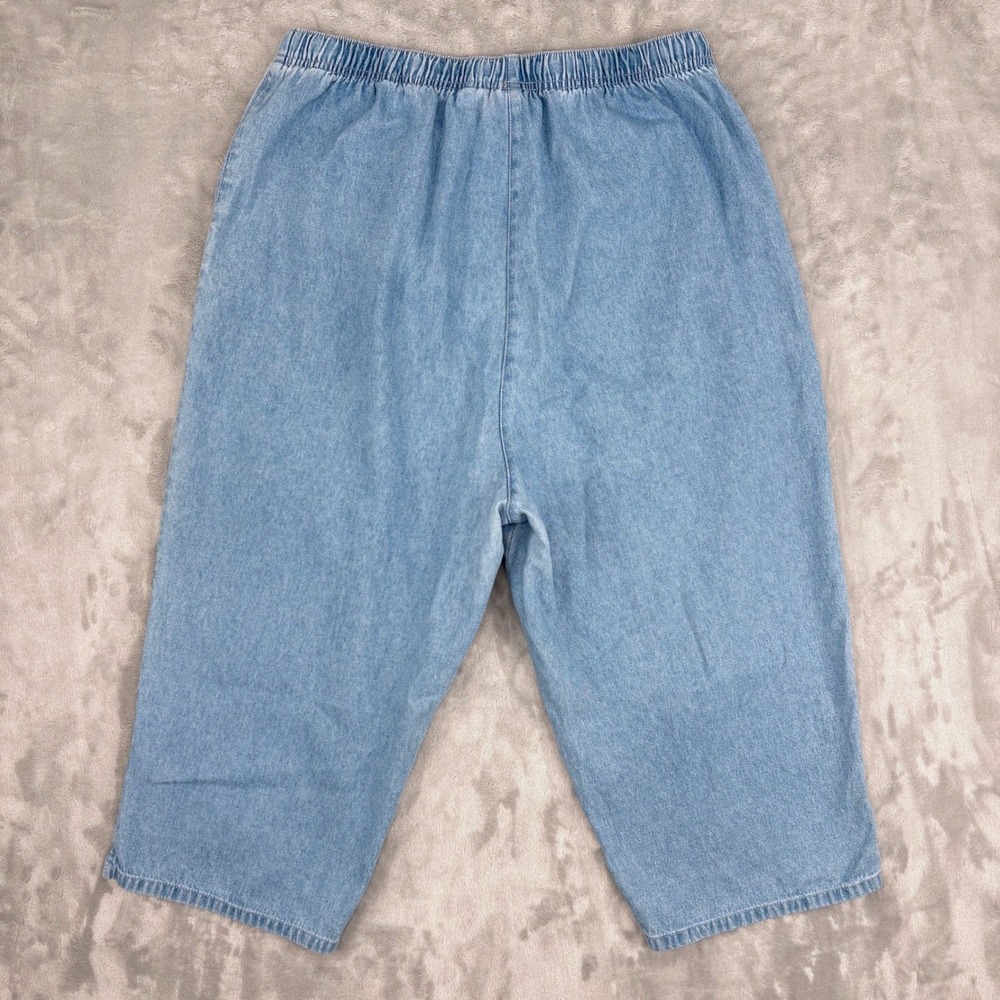 Classic Elements Capri Pants Women 18W Light Wash Denim Drawstring Elastic Waist - Picture 7 of 9